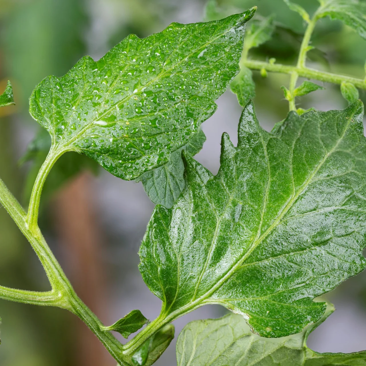 Tomatenblatt mit Netz- und Haftmittel Break-Thru Bio